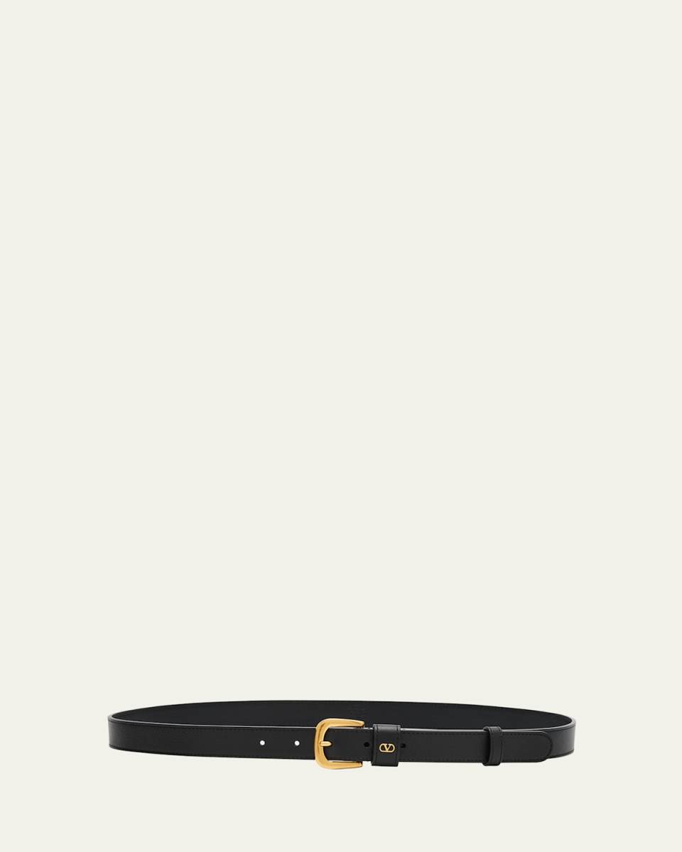V-Logo Signature Embellished Leather Belt